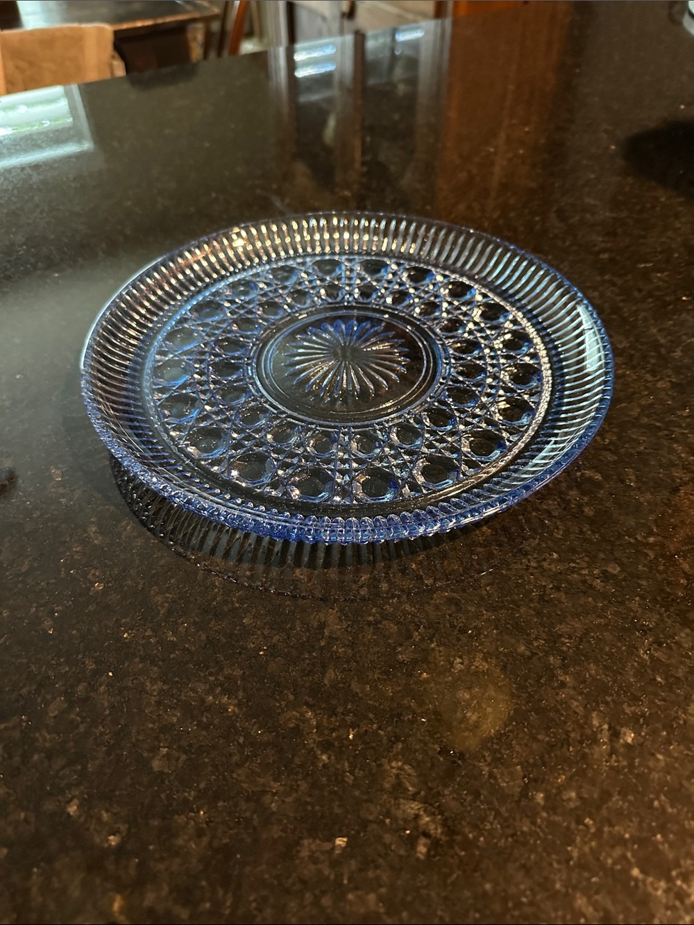 Blue Pressed Glass Decorative Plate